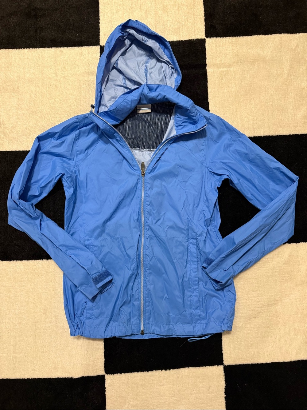 Columbia Light Blue - Hooded, Mesh-Lined & Full Zip Windbreaker
